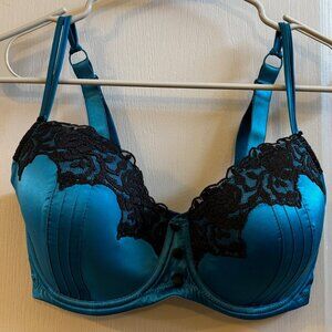 Teal Blue Satin Parfait Bra 32H